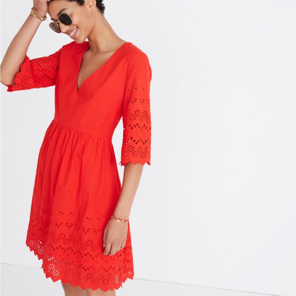 Madewell Eyelet Lattice dress, size 0.